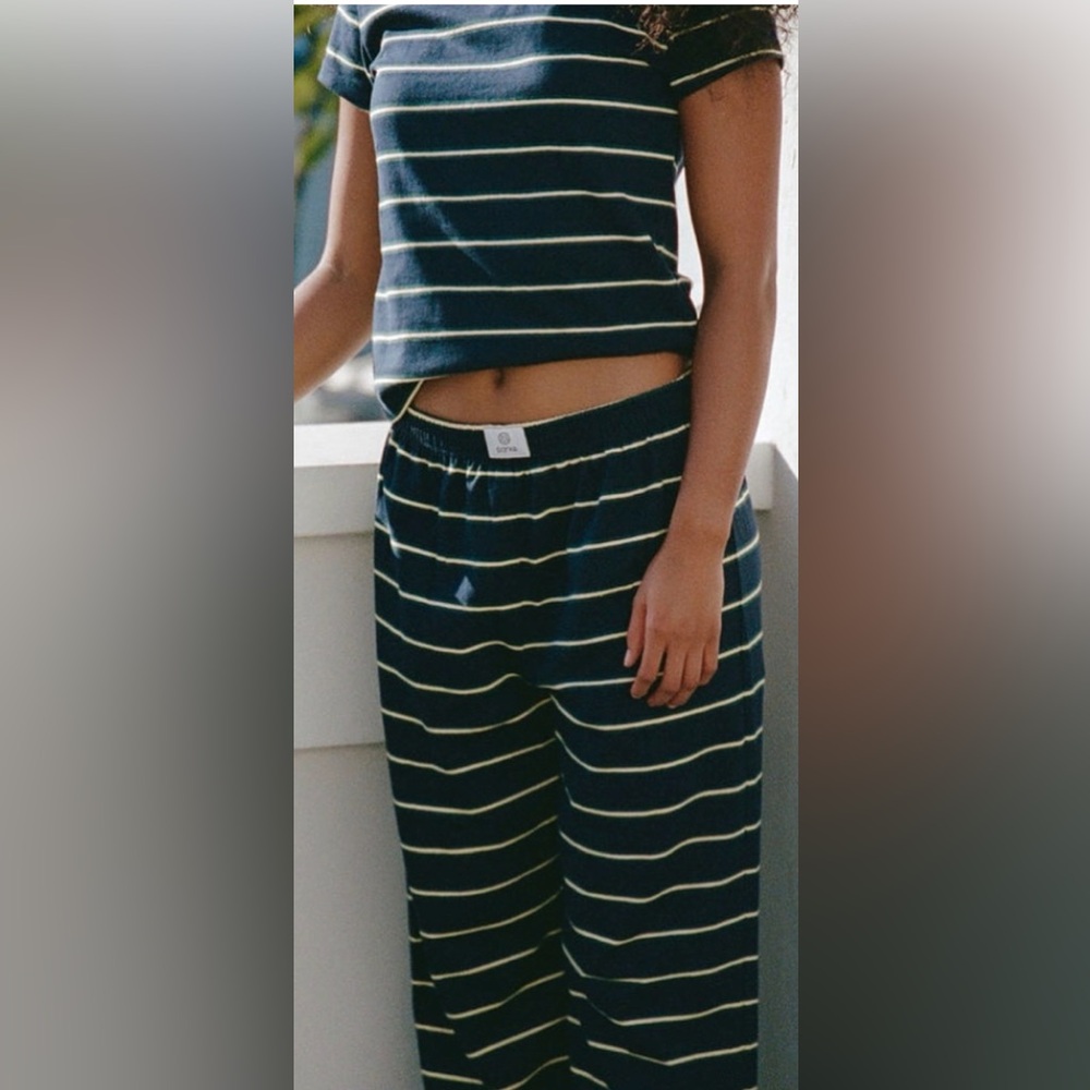Parke Striped Navy Green and Cream Set